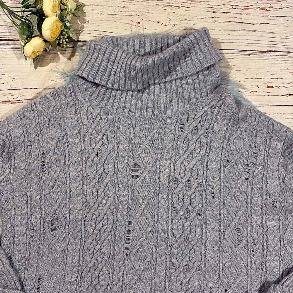 Free People Complex Cowl Neck Rip & Repaired Sweater - Picture 5 of 9
